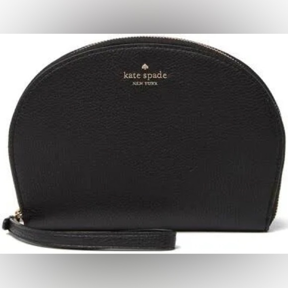 Kate Spade Half Moon Wristlet Black Pebbled Leather 7.5”W X 5.5”H